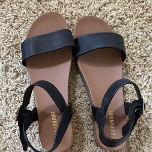 Cushionaire Women's Black Wedge Sandals